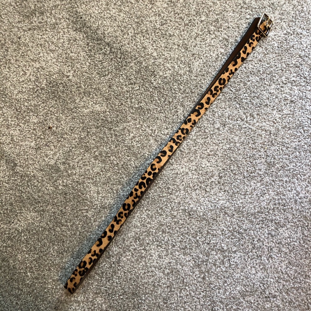 Textured Cheetah Leather Belt w/Gold Detail XL